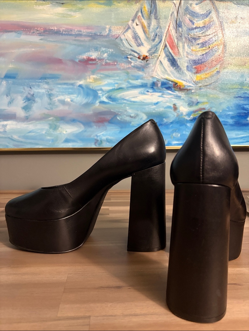L'INTERVALLE Black Platform Block Heel Pumps - Picture 5 of 8